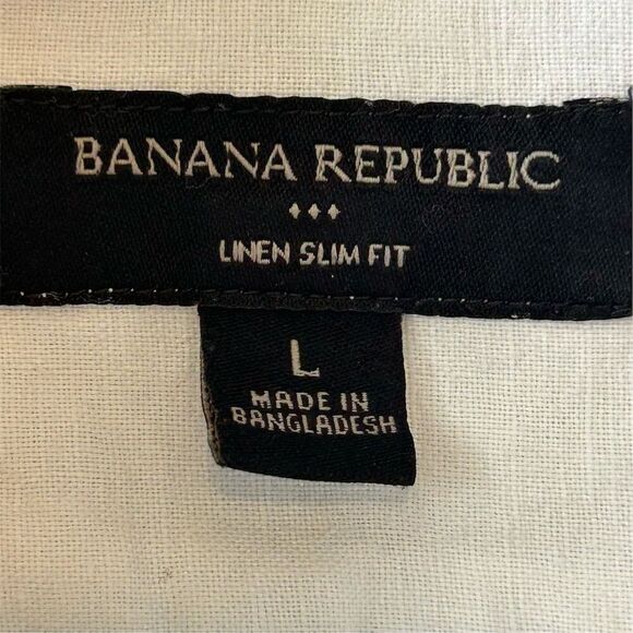 Banana Republic Men's Slim Fit White Linen Button-Up Shirt Size L - Picture 6 of 12